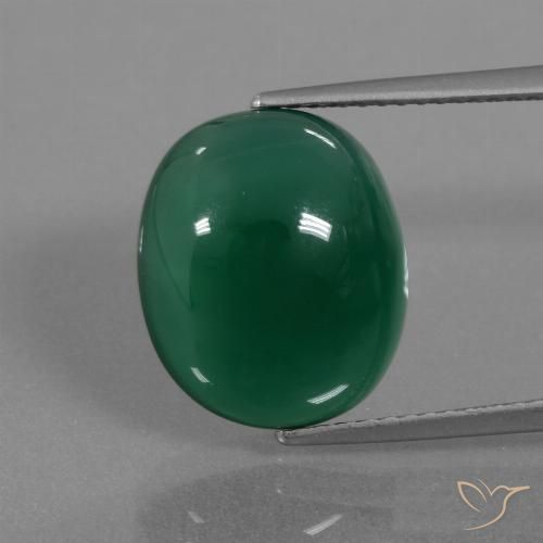 7.32ct Natural Verde profundo médio Ágata, oval, Translúcido