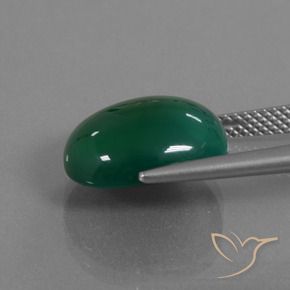 Ágata Verde profundo médio Natural 7.32ct, oval, Translúcido
