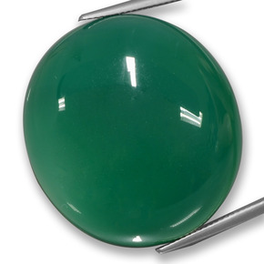 Ágata verde natural 73,25ct, corte oval, translúcido