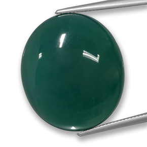 Ágata verde natural 42,59ct, corte oval, translúcido