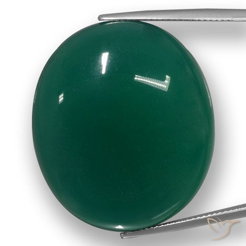 58.42ct Natural Verde escuro médio Ágata, oval, Translúcido