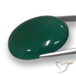 Ágata Verde escuro médio Natural 58.42ct, oval, Translúcido