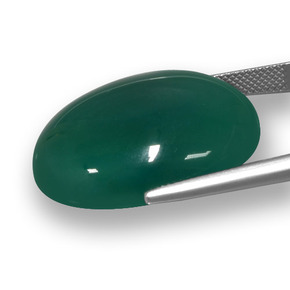 Ágata verde natural 37,57ct, corte oval, translúcido