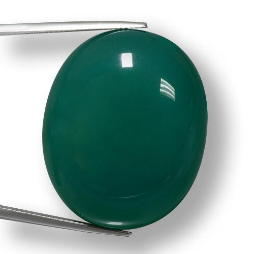 Ágata verde natural 78,98ct, corte oval, translúcido