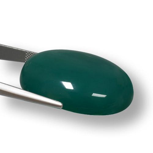 Ágata verde natural 78,98ct, corte oval, translúcido