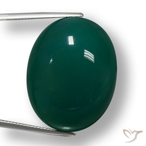 56.95ct Natural Verde escuro Ágata, oval, Translúcido