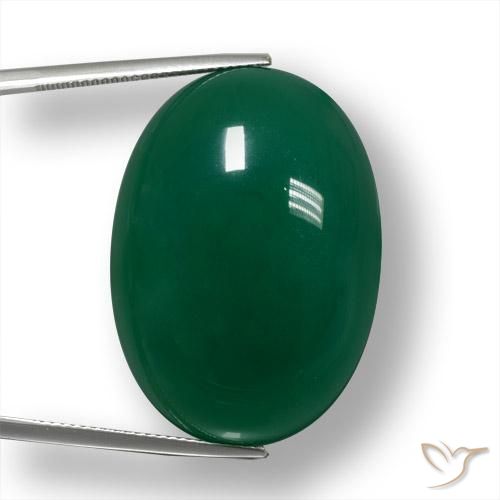 55.68ct Natural Verde médio Ágata, oval, Translúcido
