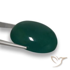 Ágata verde escuro Natural 59.91ct, Corte Oval, Translúcido