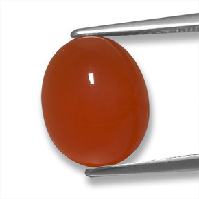 Ágata vermelho natural 4,98ct, corte oval, translúcido