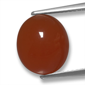 Ágata vermelho natural 4,15ct, corte oval, translúcido