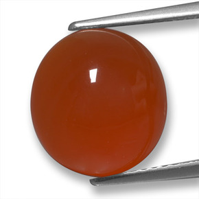 Ágata vermelho natural 5,99ct, corte oval, translúcido