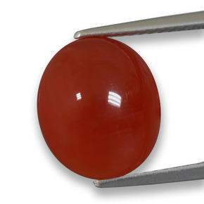 Ágata vermelho natural 5,87ct, corte oval, translúcido