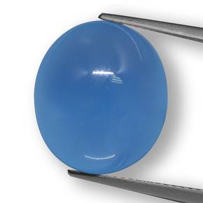 Ágata azul natural 12,22ct, corte oval, translúcido