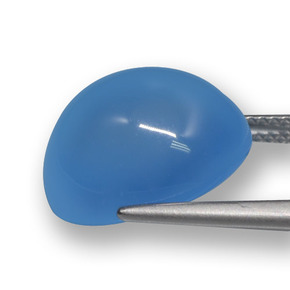 Ágata azul natural 12,22ct, corte oval, translúcido