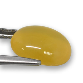 Ágata amarelo natural 2,98ct, corte oval, translúcido