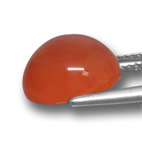 Ágata vermelho natural 5,61ct, corte oval, translúcido