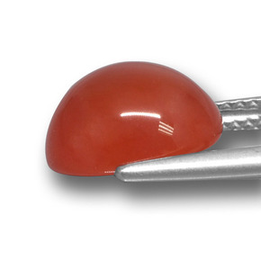 Ágata vermelho natural 4,68ct, corte oval, translúcido