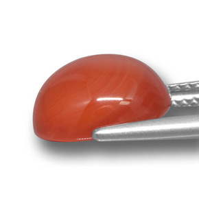 Ágata Laranja Natural 5.38ct, Corte Oval, Translúcido