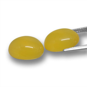 Pedras preciosas de ágata amarelo natural de 11,90 ct, corte oval, translúcido