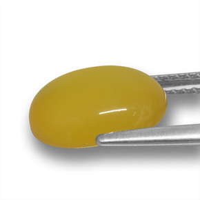 Ágata amarelo natural 3,92ct, corte oval, translúcido