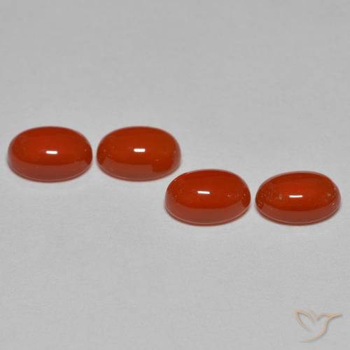 Pedras preciosas de Ágata Laranja Vermelho natural de 2.40 ct, Corte Oval, Translúcido
