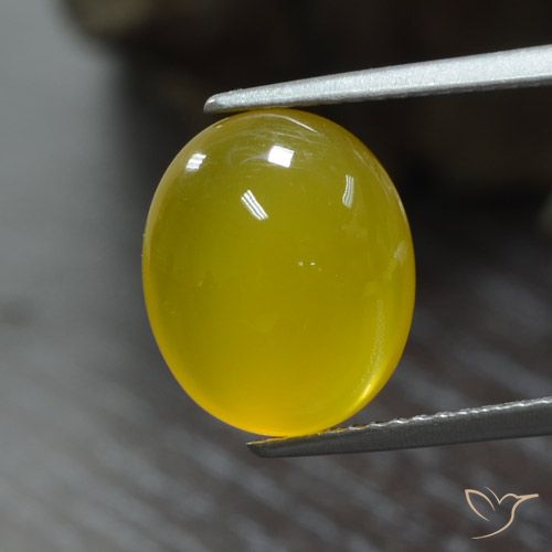 Ágata Amarelo claro médio Natural 5.05ct, oval, Translúcido