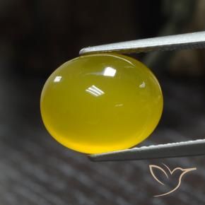 Ágata Amarelo claro médio Natural 5.05ct, oval, Translúcido