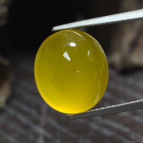 Ágata amarelo natural 6,60ct, corte oval, translúcido