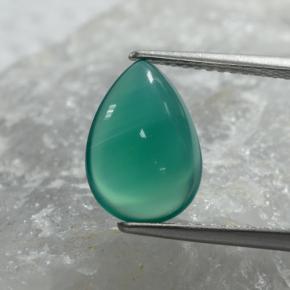 Ágata verde natural 2,25ct, formato de pêra, translúcido
