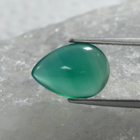 Ágata verde natural 2,25ct, formato de pêra, translúcido