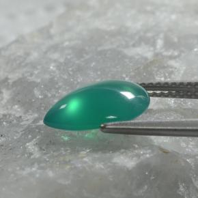 Ágata verde natural 2,25ct, formato de pêra, translúcido