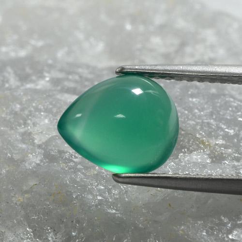 Ágata verde natural 1,97ct, formato de pêra, translúcido
