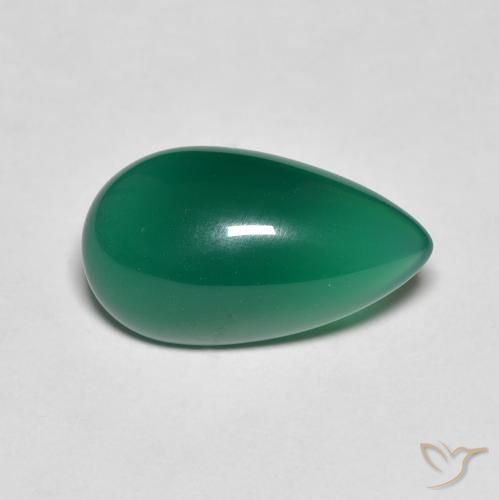 3.75ct Natural Verde escuro médio Ágata, Formato de pêra, Translúcido