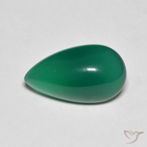 Ágata Verde escuro médio Natural 3.75ct, Formato de pêra, Translúcido