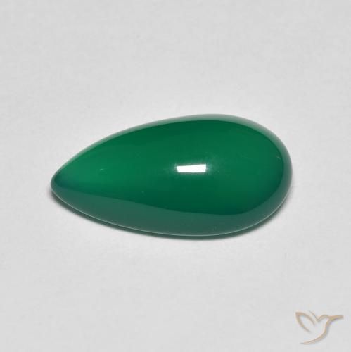 Ágata Verde escuro médio Natural 3.75ct, Formato de pêra, Translúcido