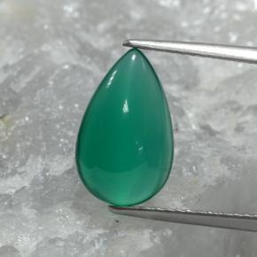 Ágata verde natural 2,74ct, formato de pêra, translúcido