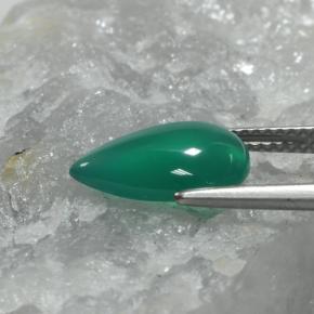 Ágata verde natural 2,74ct, formato de pêra, translúcido