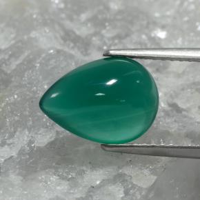 Ágata verde natural 2,66ct, formato de pêra, translúcido