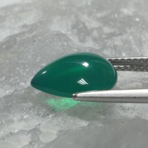 Ágata verde natural 2,66ct, formato de pêra, translúcido