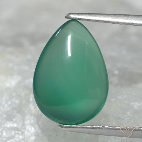 3.00ct Natural Verde Frio Ágata, Formato de pêra, Translúcido