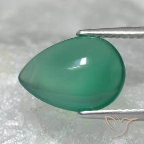 Ágata Verde Frio Natural 3.00ct, Formato de pêra, Translúcido