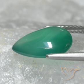Ágata Verde Frio Natural 3.00ct, Formato de pêra, Translúcido