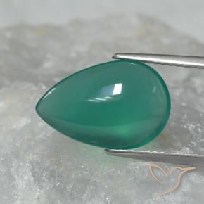 Ágata Verde Frio Natural 4.40ct, Formato de pêra, Translúcido