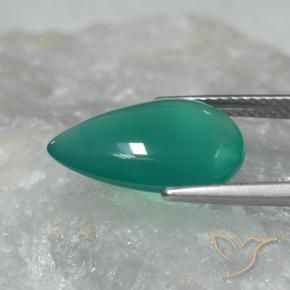 Ágata Verde Frio Natural 4.40ct, Formato de pêra, Translúcido
