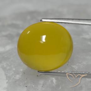 Ágata amarelo médio Natural 5.95ct, oval, Translúcido
