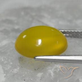 Ágata amarelo médio Natural 5.95ct, oval, Translúcido