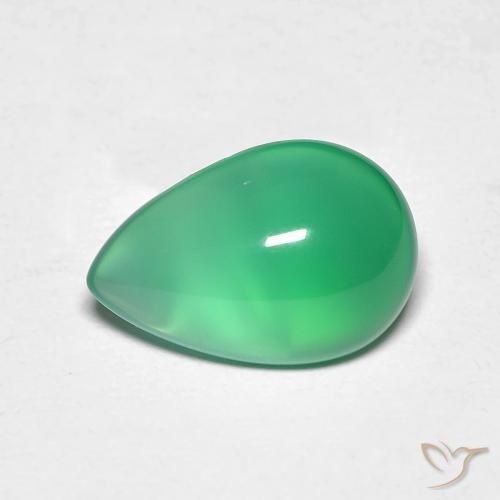 Ágata verde quente Natural 2.77ct, Formato de pêra, Translúcido