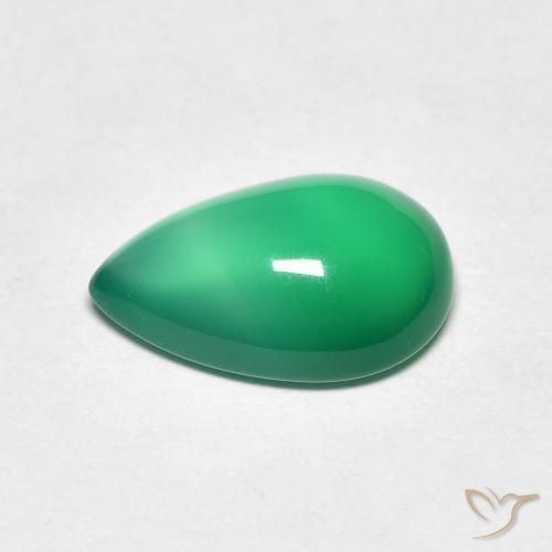 Ágata verde quente Natural 2.77ct, Formato de pêra, Translúcido