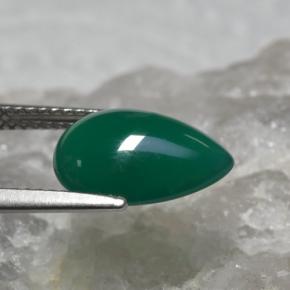 Ágata verde natural 3,14ct, formato de pêra, translúcido