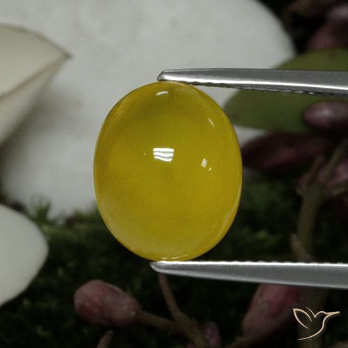 Ágata amarelo médio Natural 4.59ct, oval, Translúcido